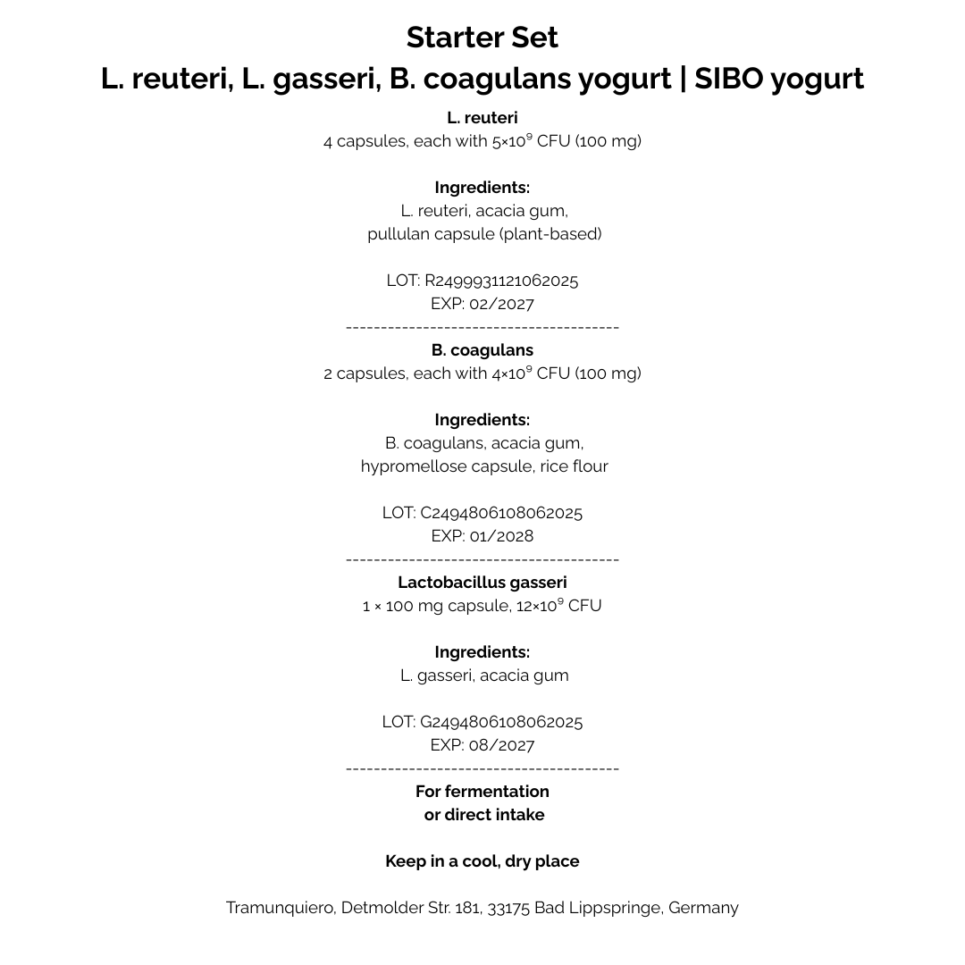 Startovací sada L. reuteri, L. gasseri, B. coagulans jogurt | SIBO jogurt
